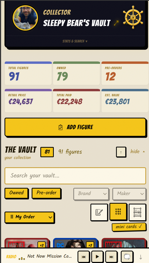Collection value and stats at a glance